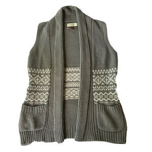 Sonoma Sweater Sz PM Petite Open Front Cardigan Gray Thick Knit Casual Womens